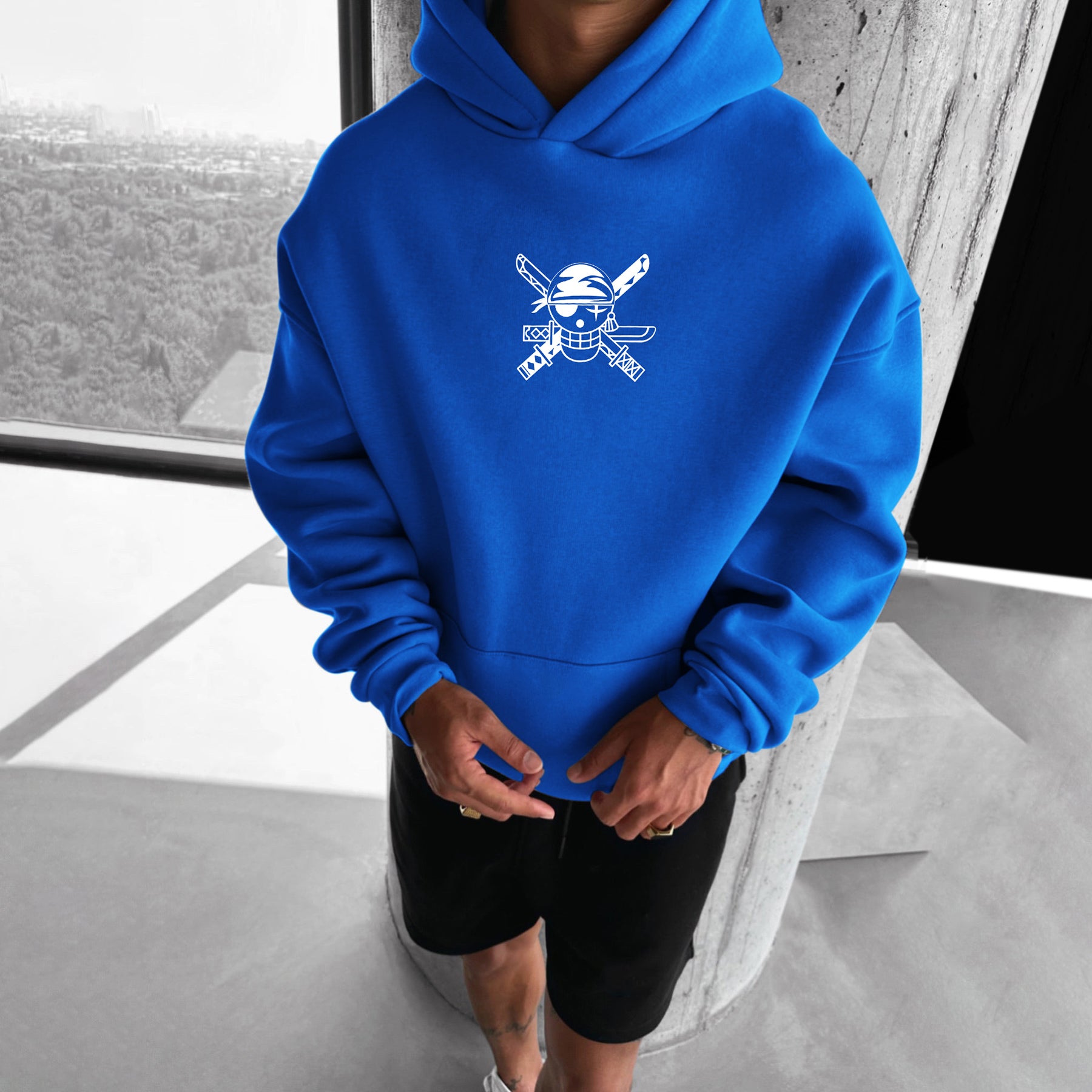 Oversize "anime Print" Print Hoodie