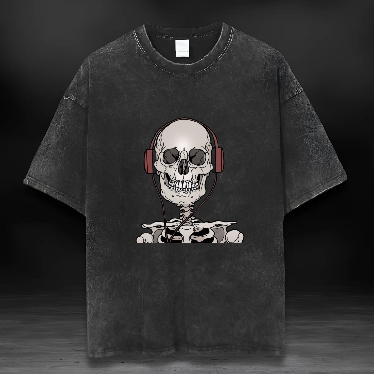 Skull Vintage Washed T-shirt-Music