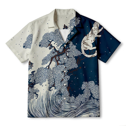 White Tiger Climbing A Tree Hawaiian Shirt