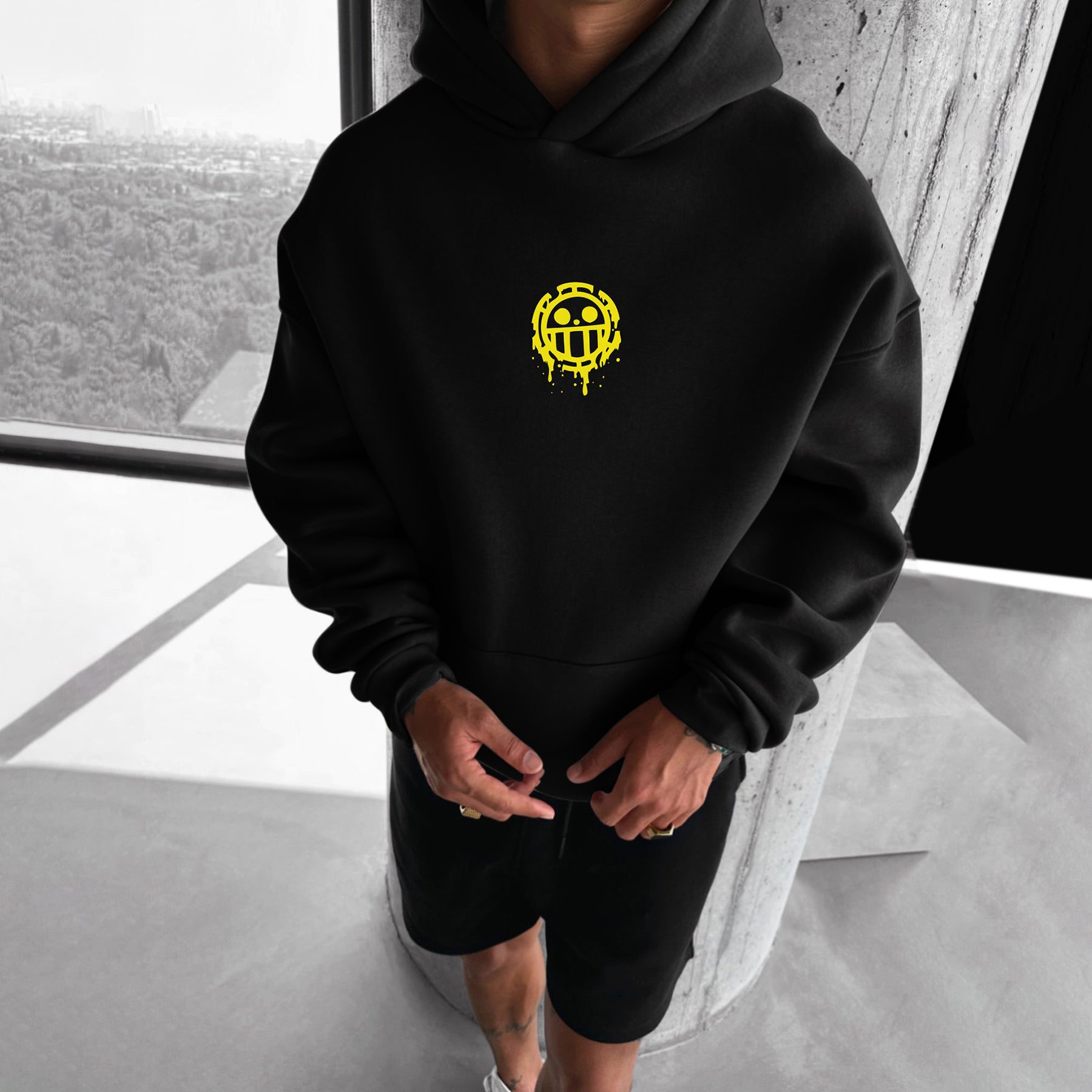Oversize "anime Print" Print Hoodie