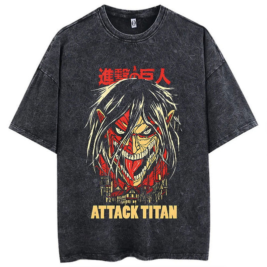 Anime Attack On Titan Washed Vintage T-Shirt Streetwear Ver. 2
