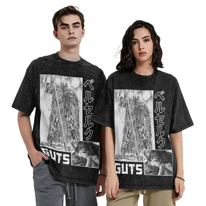 Anime Berserk Guts Victory Washed Vintage T-Shirt