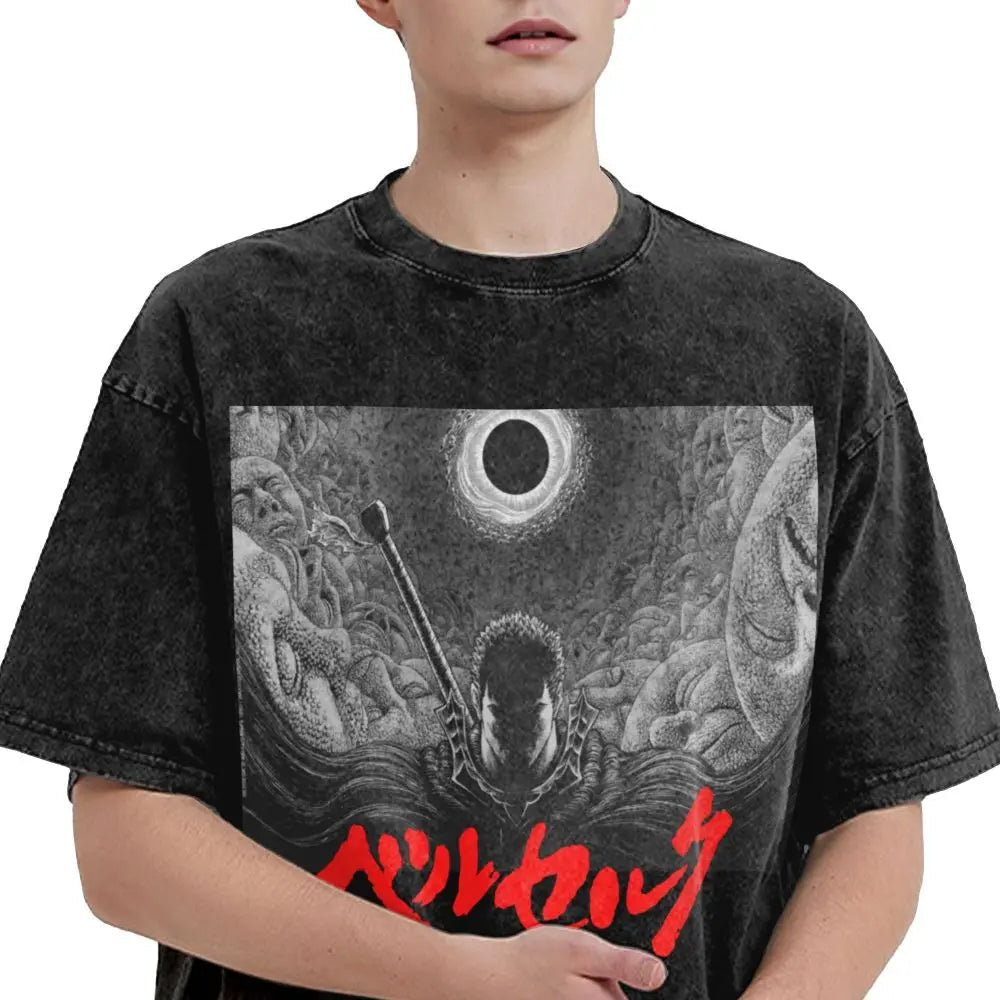Anime Berserk Guts Washed Vintage T-Shirt - Fight Mode
