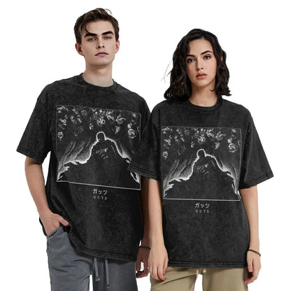 Anime Berserk Guts Washed Vintage T-Shirt - Fight Mode
