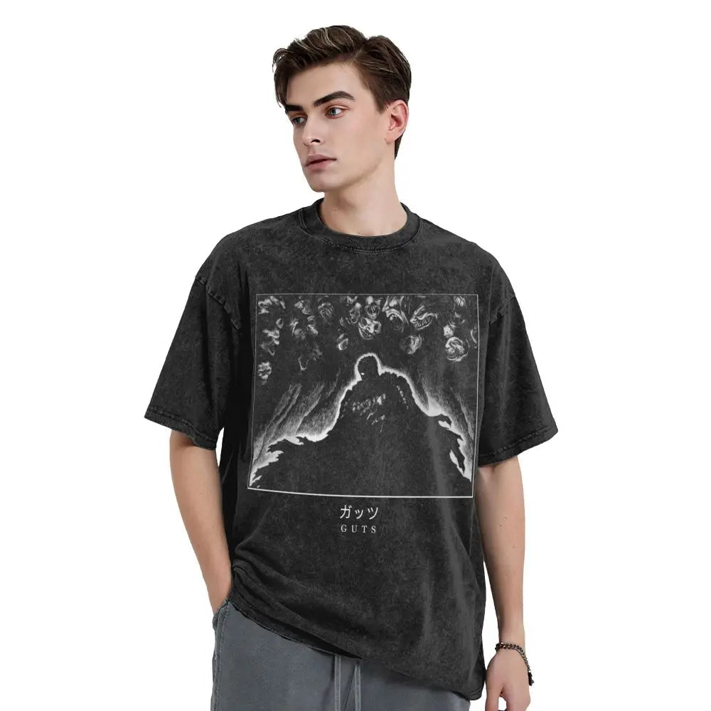 Anime Berserk Guts Washed Vintage T-Shirt - Fight Mode
