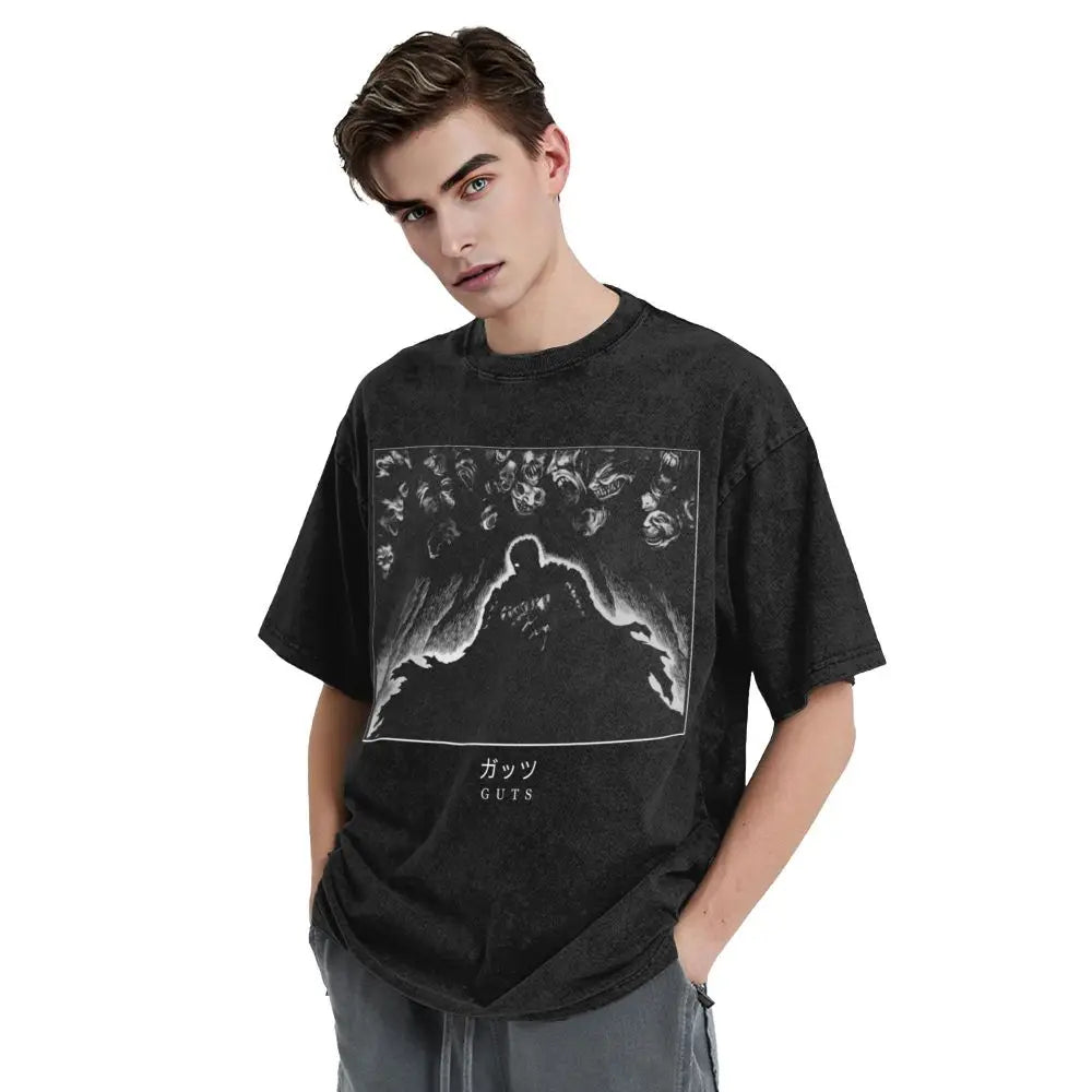Anime Berserk Guts Washed Vintage T-Shirt - Fight Mode