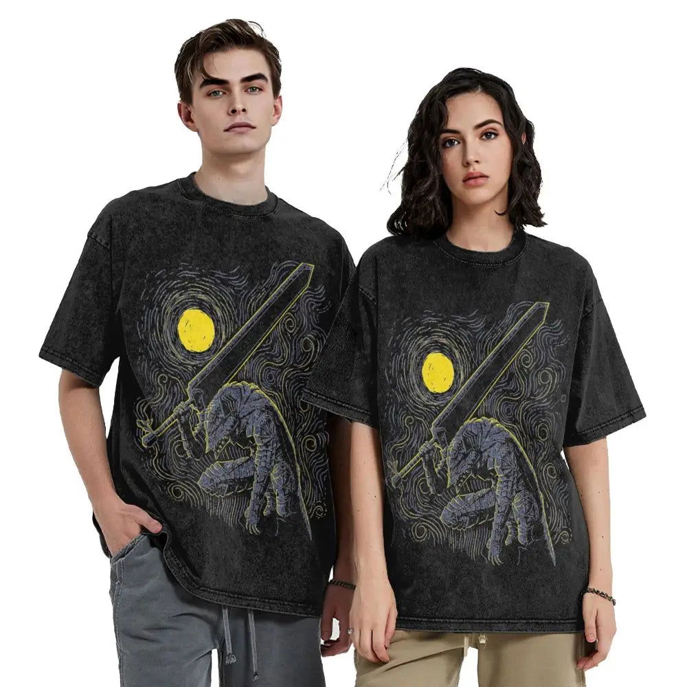 Anime Berserk Guts Washed Vintage T-Shirt - Ver. 2