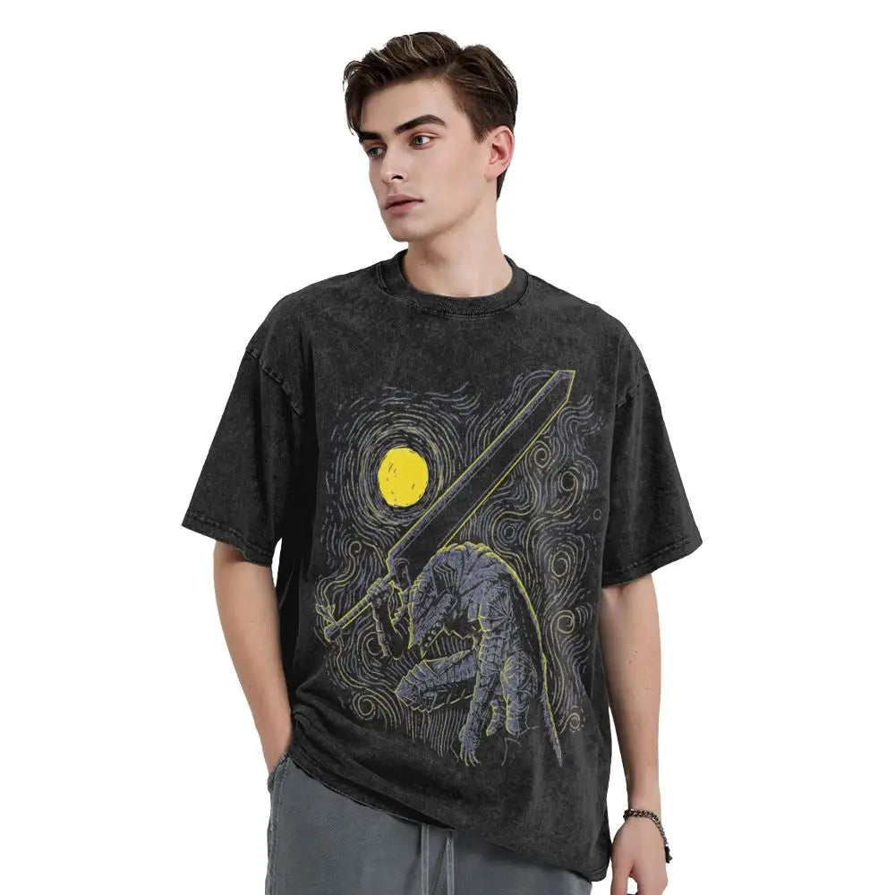 Anime Berserk Guts Washed Vintage T-Shirt - Ver. 2