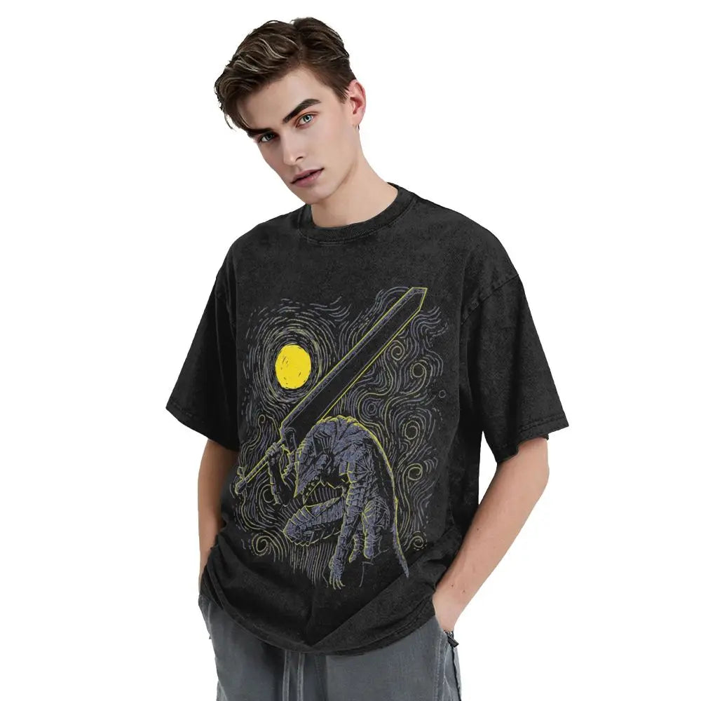 Anime Berserk Guts Washed Vintage T-Shirt - Ver. 2