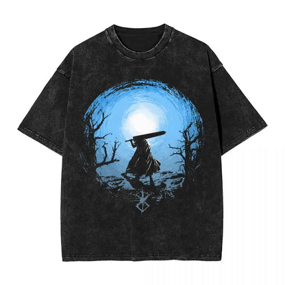 Anime Berserk Guts Washed Vintage T-Shirt - Ver. Blue Sky