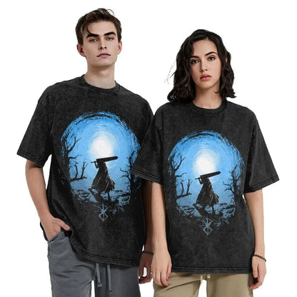 Anime Berserk Guts Washed Vintage T-Shirt - Ver. Blue Sky