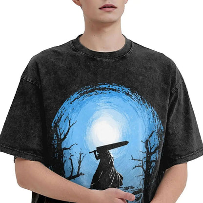 Anime Berserk Guts Washed Vintage T-Shirt - Ver. Blue Sky