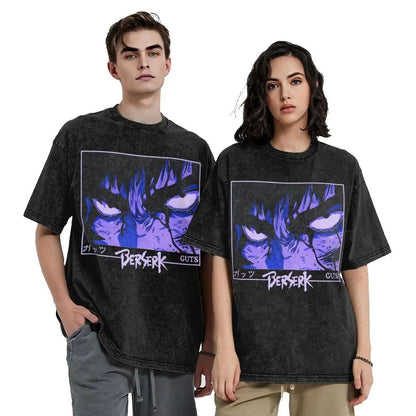 Anime Berserk Guts Washed Vintage T-Shirt - Ver. Face of the Champ