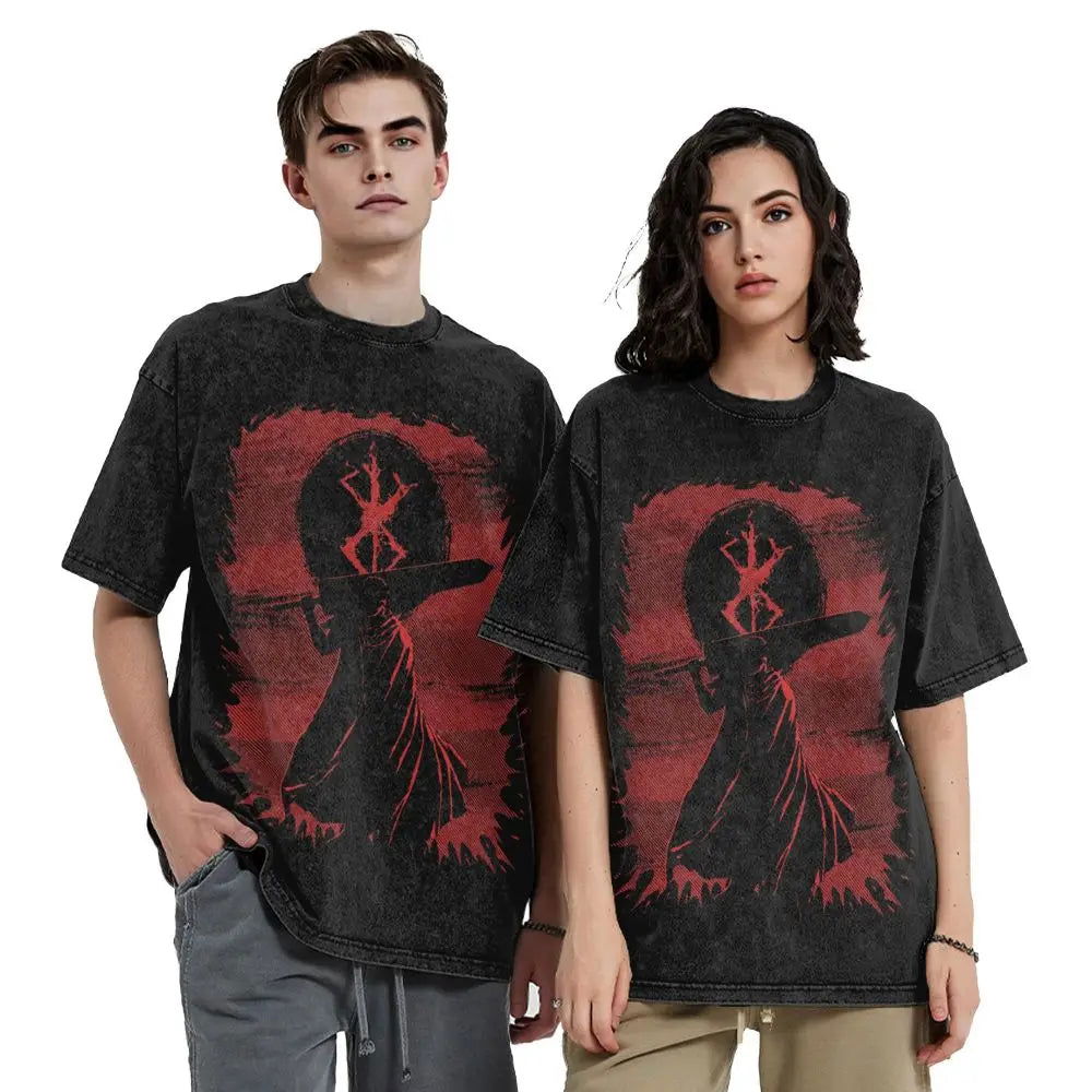 Anime Berserk Guts Washed Vintage T-Shirt - War Ride