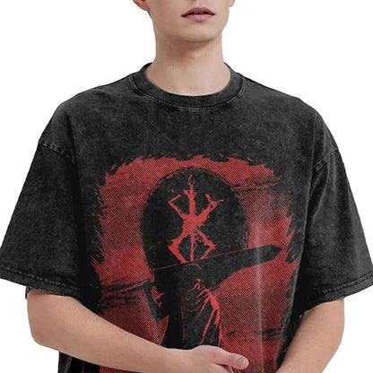 Anime Berserk Guts Washed Vintage T-Shirt - War Ride