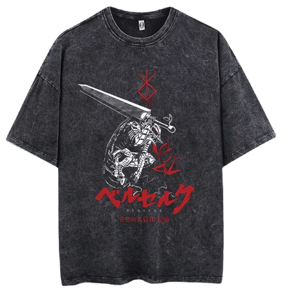Anime Berserk Guts Washed Vintage Tee Ver. 2