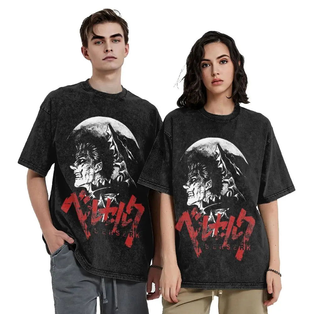 Berserk Guts Washed Anime Vintage T-Shirt - Ver. Mad Moon