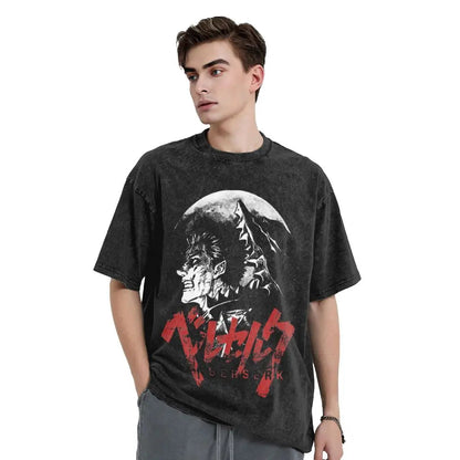 Berserk Guts Washed Anime Vintage T-Shirt - Ver. Mad Moon