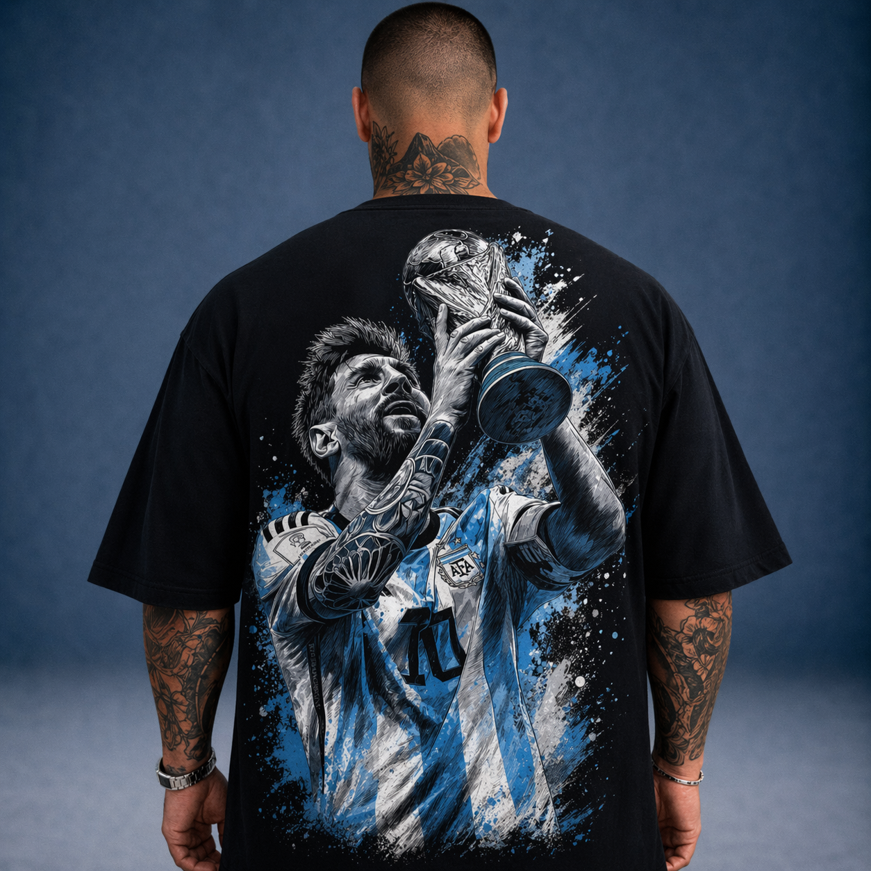 Oversized T-Shirt Oversized Leo Messi Campeão do Mundo