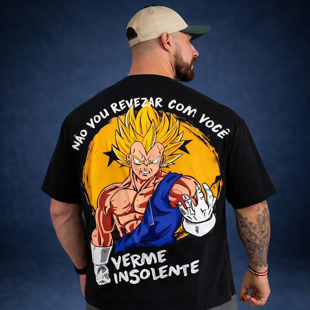 Oversized T-Shirt Oversized Streetwear Vegeta Verme insolente Black