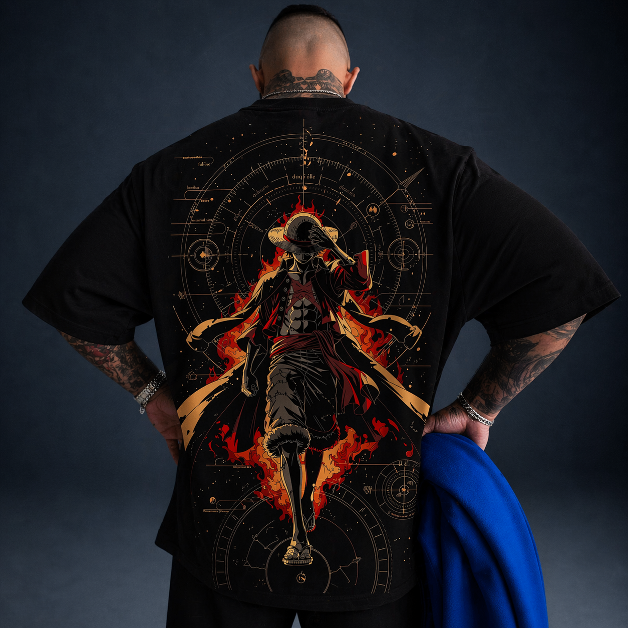 Oversized T-Shirt Oversized Streetwear Luffy Rei dos Piratas Black