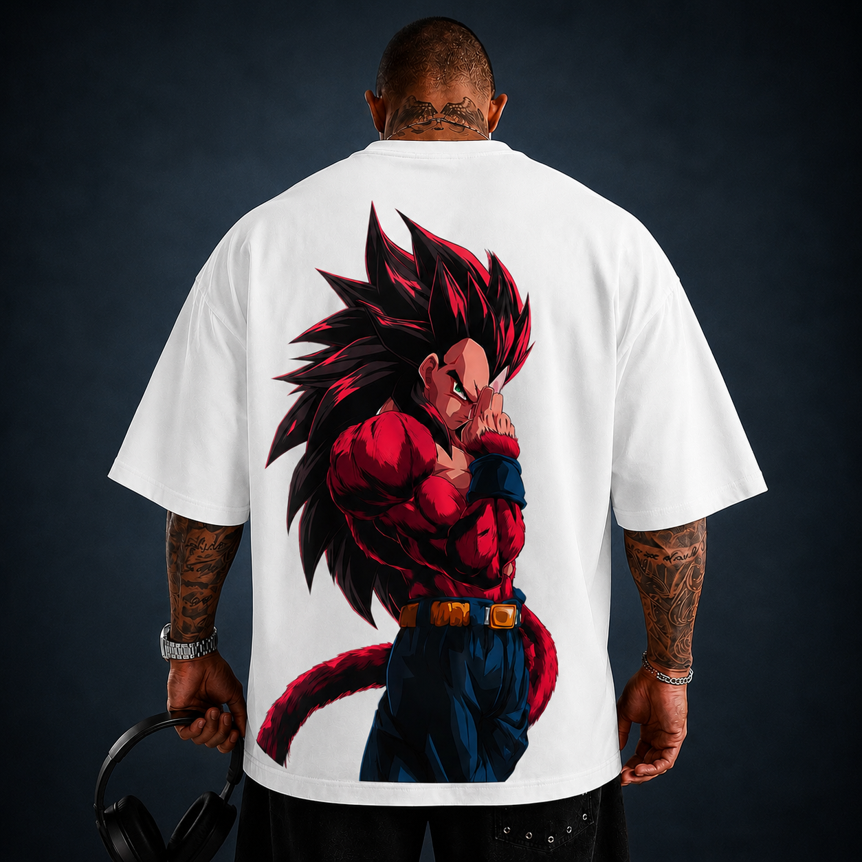 Oversized T-Shirt Oversized Streetwear Vegeta Super Saiyajin 4 Black