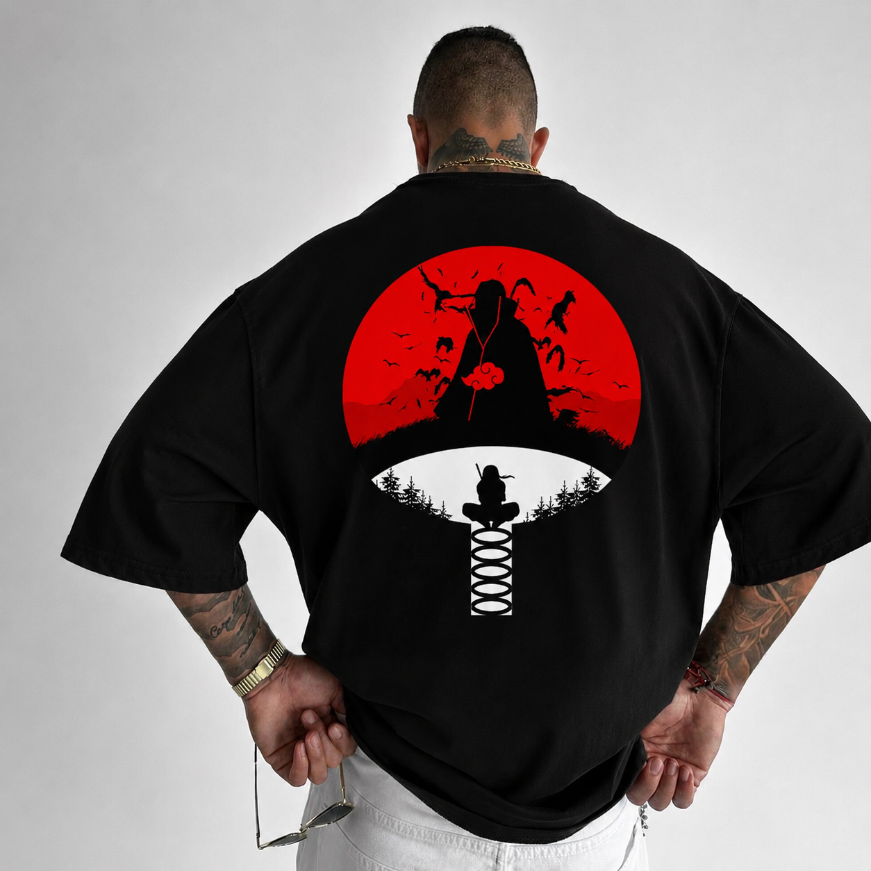Oversized T-Shirt Oversized Streetwear Itachi Naruto Shippuden Black