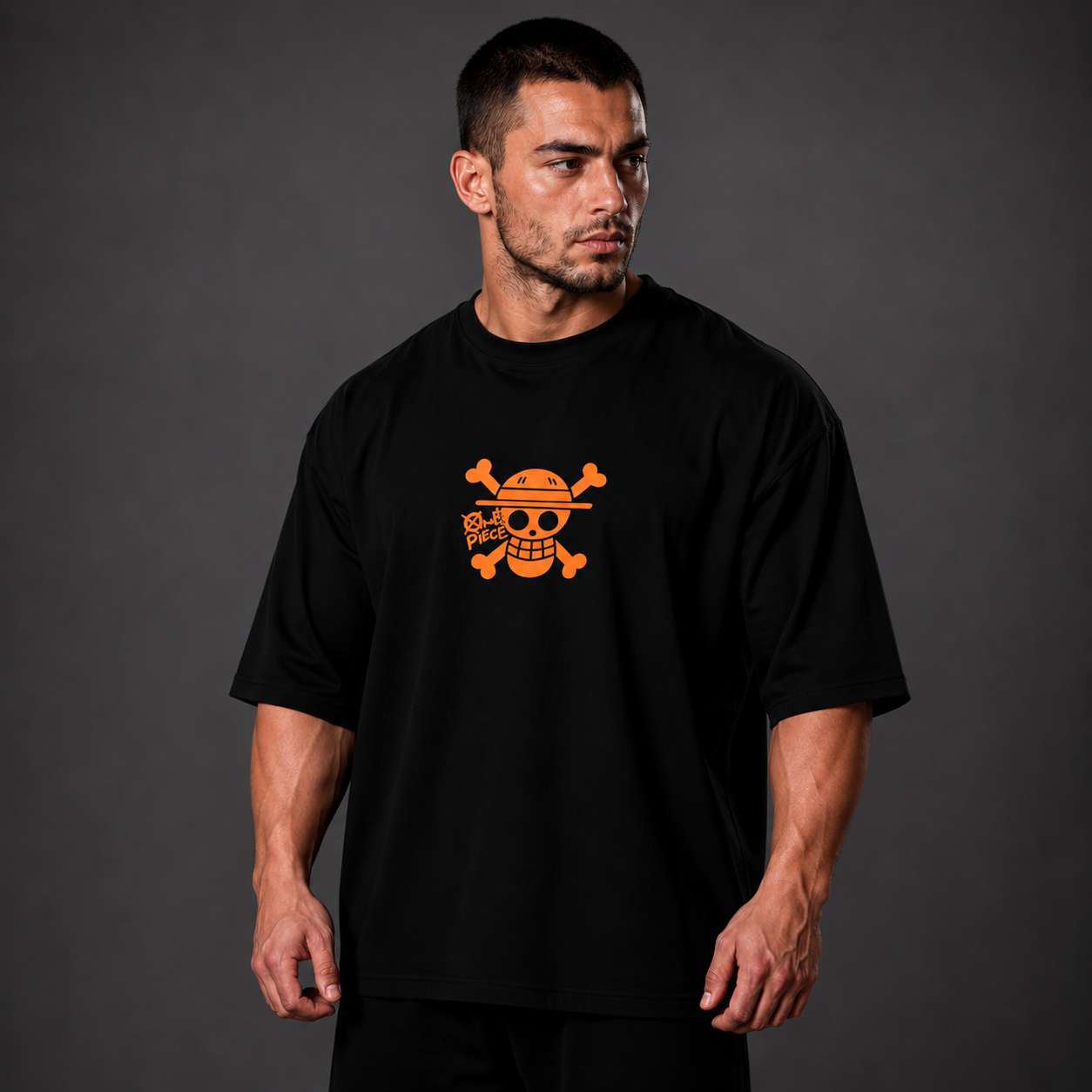 Oversized T-Shirt Oversized Streetwear Caveira Luffy Black