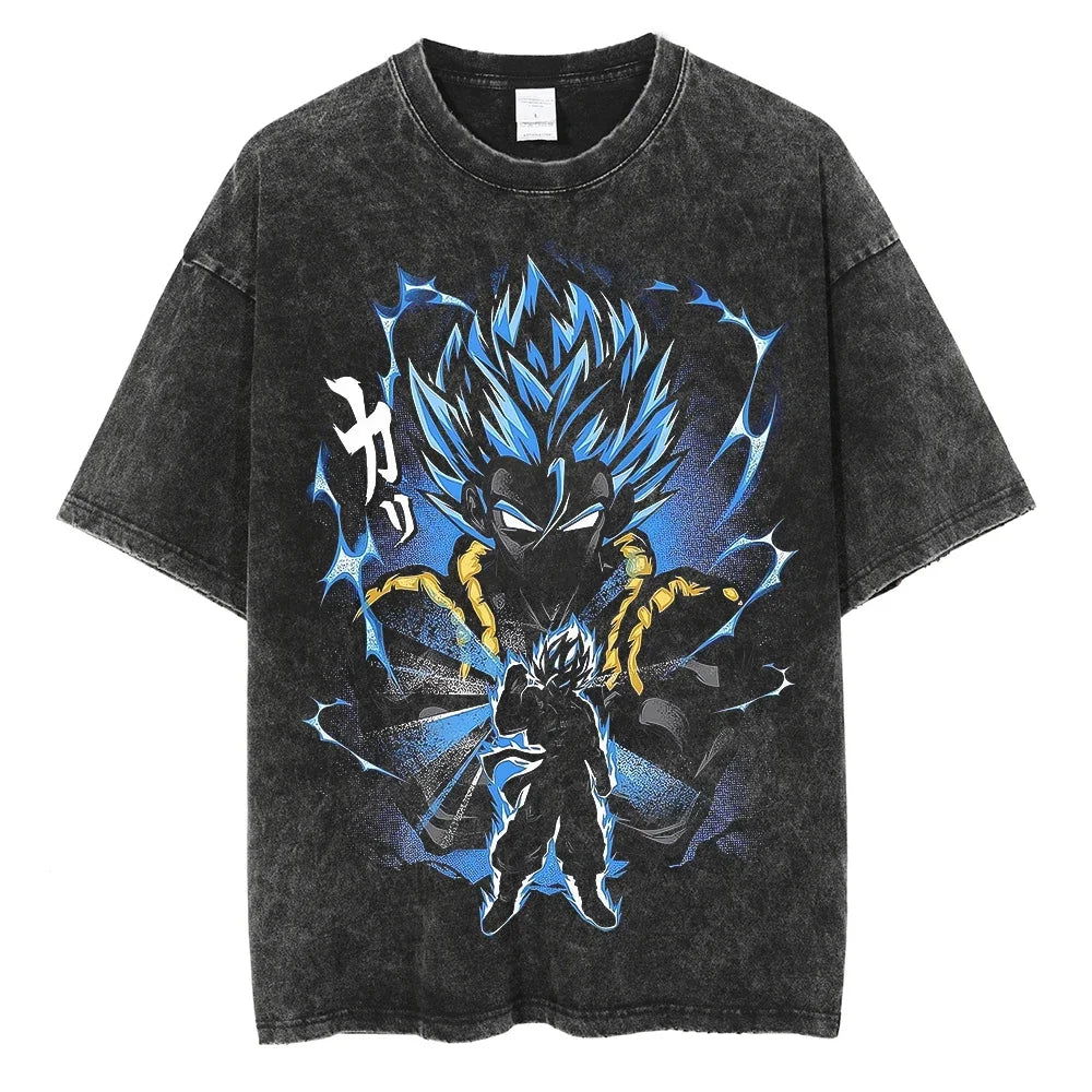 Dragon Ball T-Shirt - Blue Goku Anime Oversized Washed Vintage - Limited Set