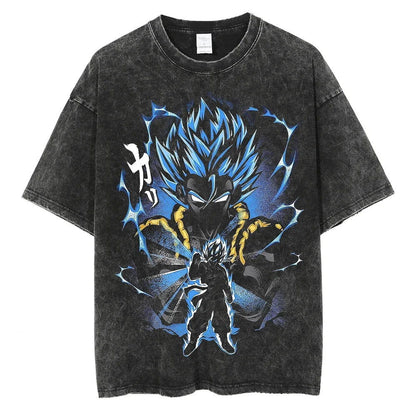 Dragon Ball T-Shirt - Blue Goku Anime Oversized Washed Vintage - Limited Set