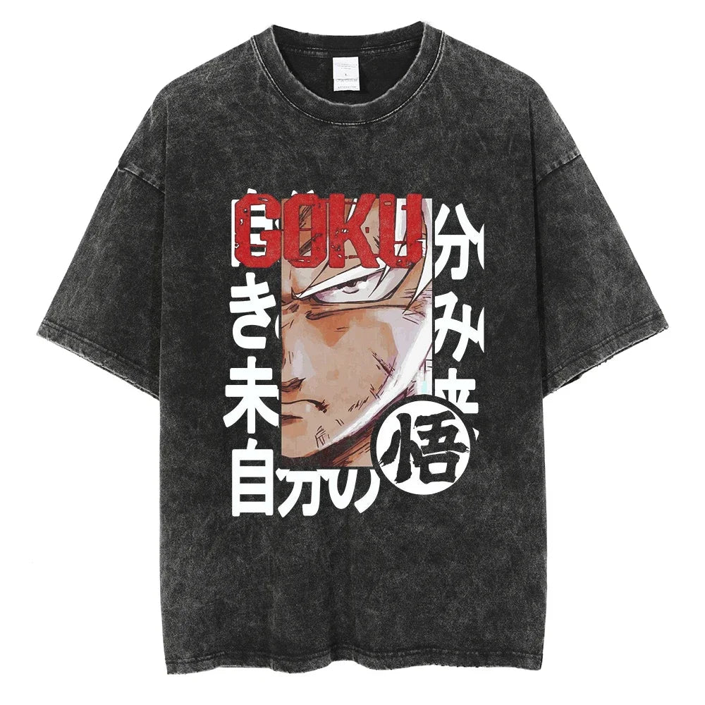 Dragon Ball T-Shirt - Goku Anime Streetwear - Oversized Washed  Vintage