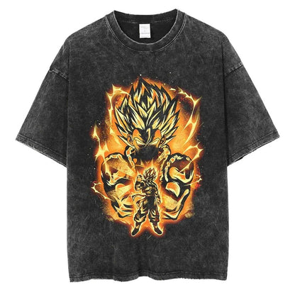 Dragon Ball T-Shirt - Golden Goku Anime Oversized Washed Vintage - Limited Ver. 5