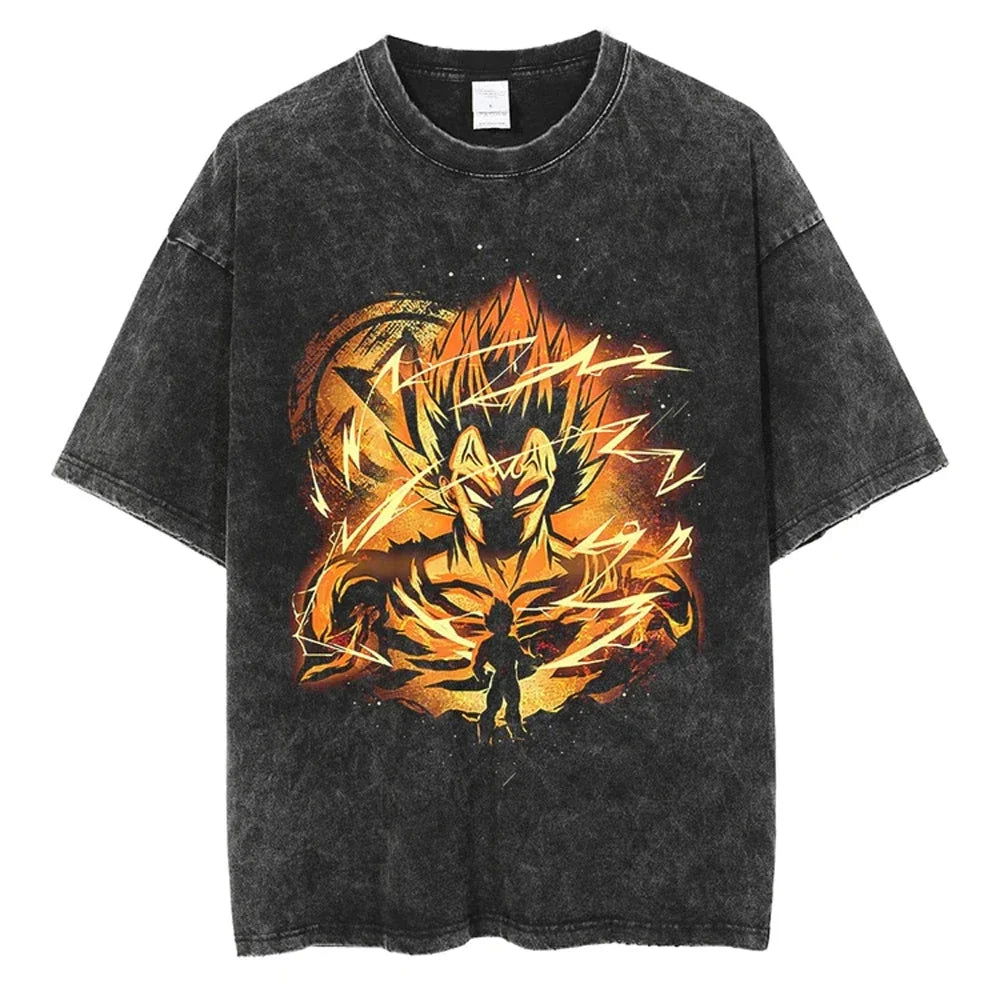 Dragon Ball T-Shirt - Golden Goku Anime Streetwear - Oversized Washed Vintage - Limited Version