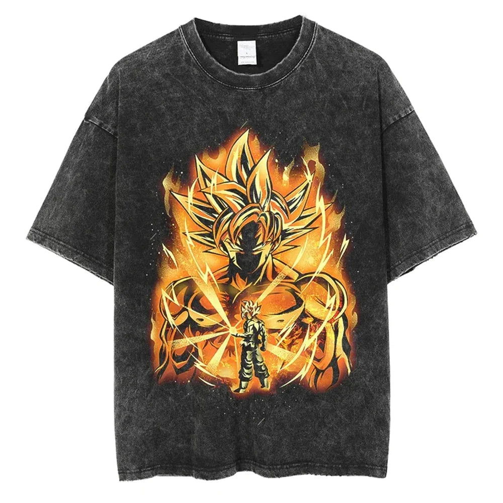 Dragon Ball T-Shirt - Golden Goku Anime Streetwear - Oversized Washed Vintage - Limited Version