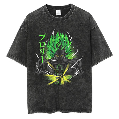 Dragon Ball T-Shirt - Kamehameha Green Goku Anime Oversized Washed Vintage - Limited Version