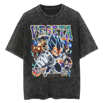 Dragon Ball Vegeta Washed Vintage Oversize T-Shirt - Anime Streetwear