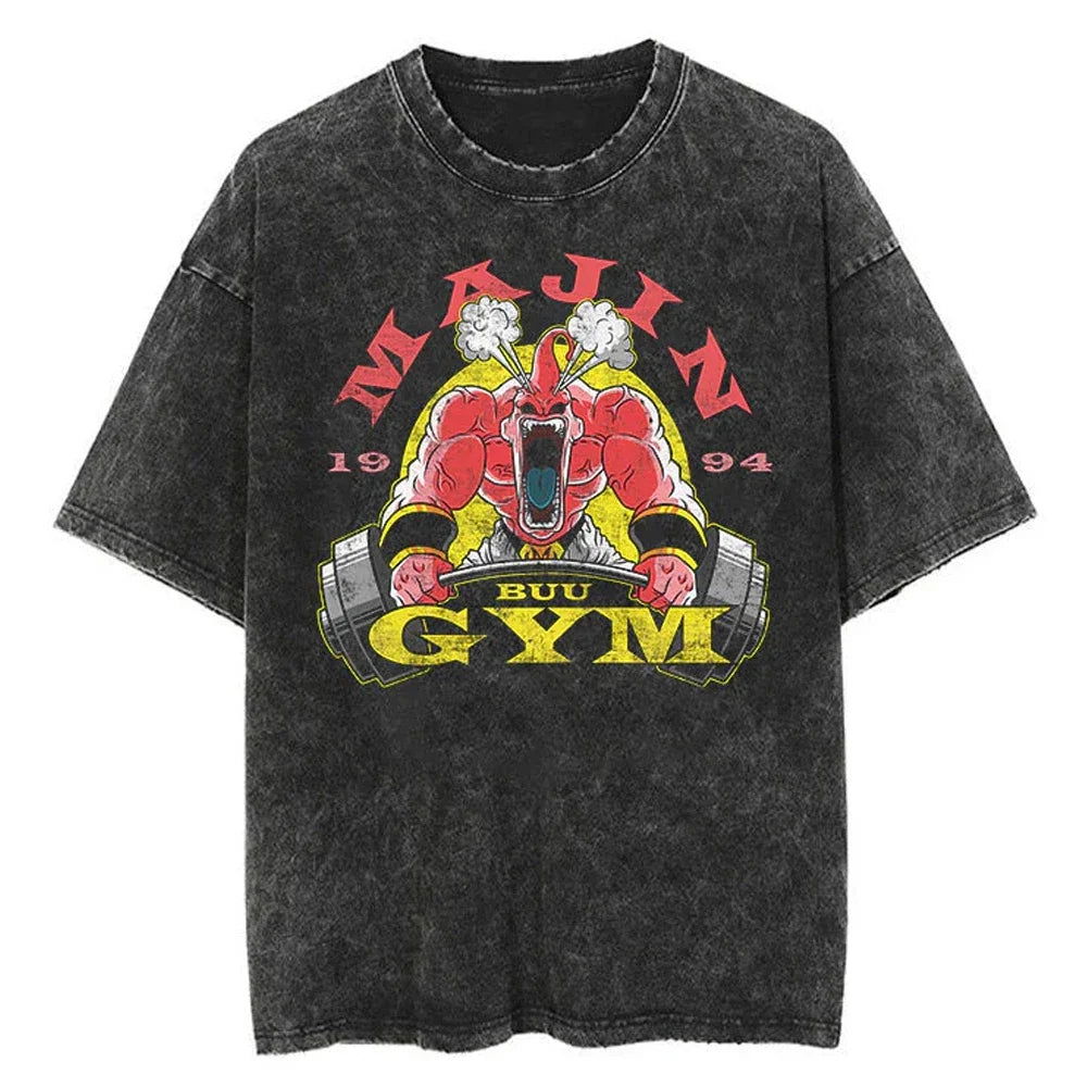 Majin Buu Gym Dragon Ball Washed Vintage Oversize T-Shirt - Anime Streetwear