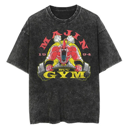 Majin Buu Gym Dragon Ball Washed Vintage Oversize T-Shirt - Anime Streetwear