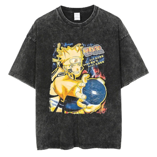 Minato Naruto T-shirt - Anime Streetwear Harajuku - Washed Vintage Ver. 2