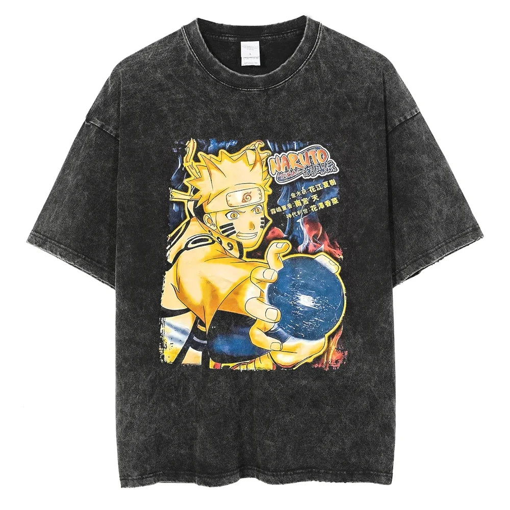Minato Naruto T-shirt - Anime Streetwear Harajuku - Washed Vintage Ver. 2