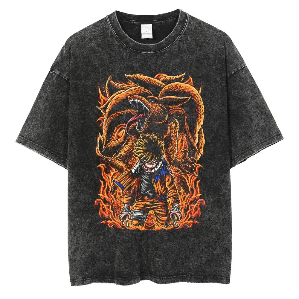 Naruto T-shirt - Anime Streetwear Harajuku - Washed Vintage Ver. Limited