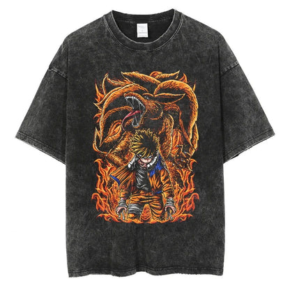 Naruto T-shirt - Anime Streetwear Harajuku - Washed Vintage Ver. Limited
