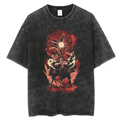 Naruto T-shirt - "Blood Pain" Anime Streetwear Harajuku - Washed Vintage