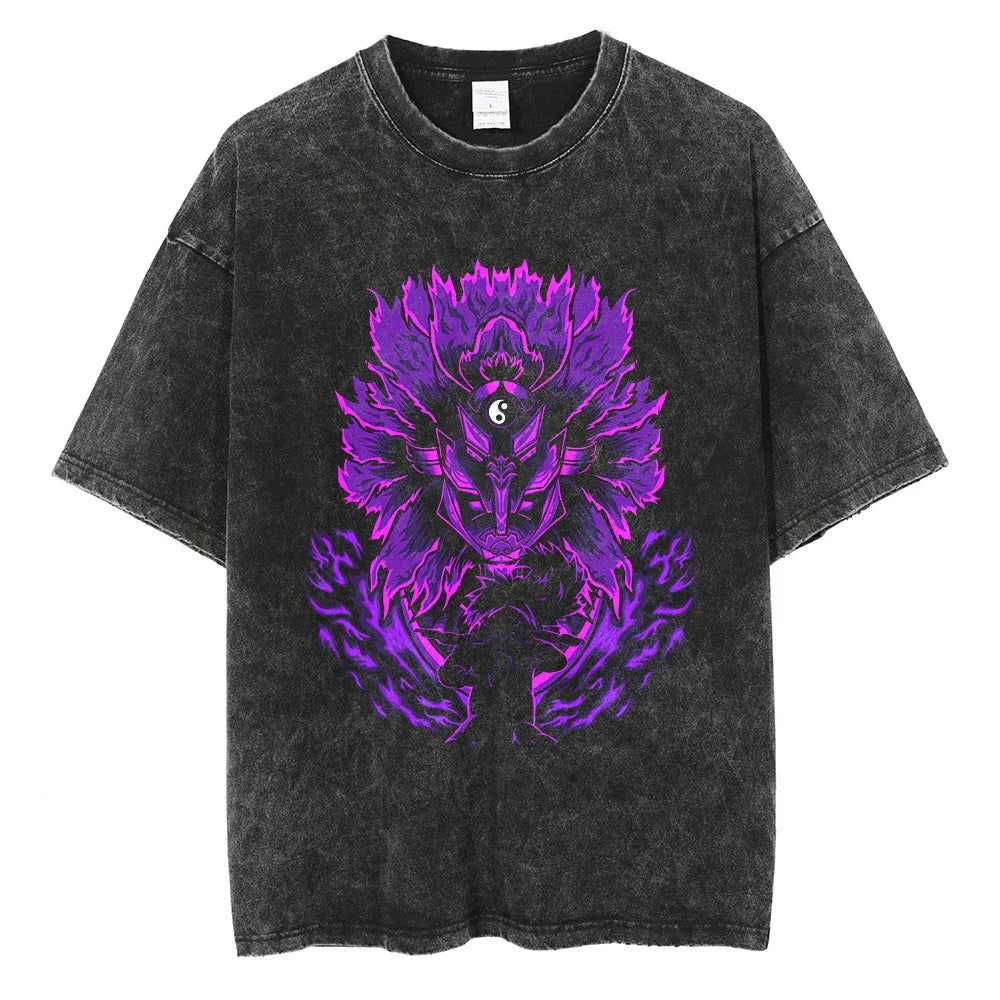 Naruto T-shirt Anime Streetwear Harajuku - Washed Vintage