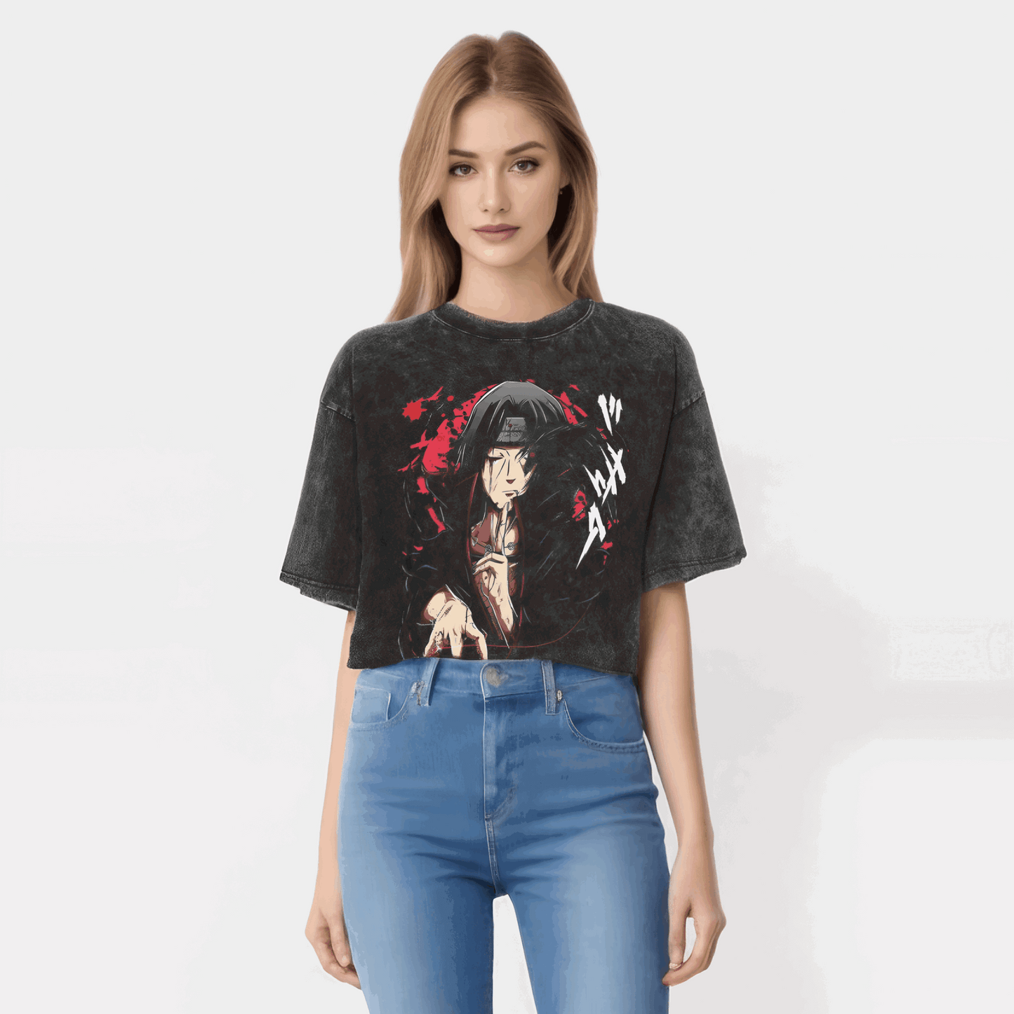 Naruto T-shirt Itachi Uchiha - Anime Streetwear Harajuku - Washed Vintage