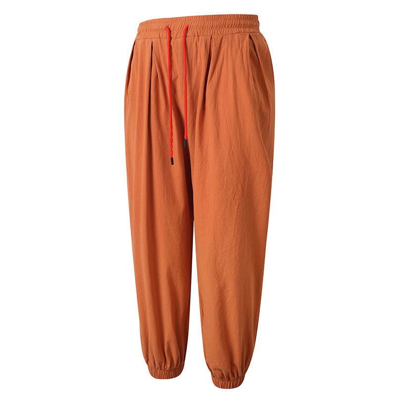 Men’s Japanese-Inspired Cotton-Linen Fisherman Pants
