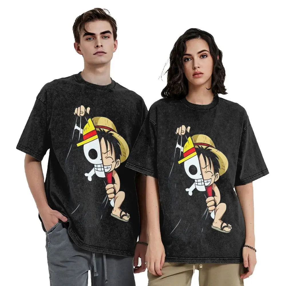 One Piece - Monkey D. Luffy Manga Anime Washed Vintage T-Shirt