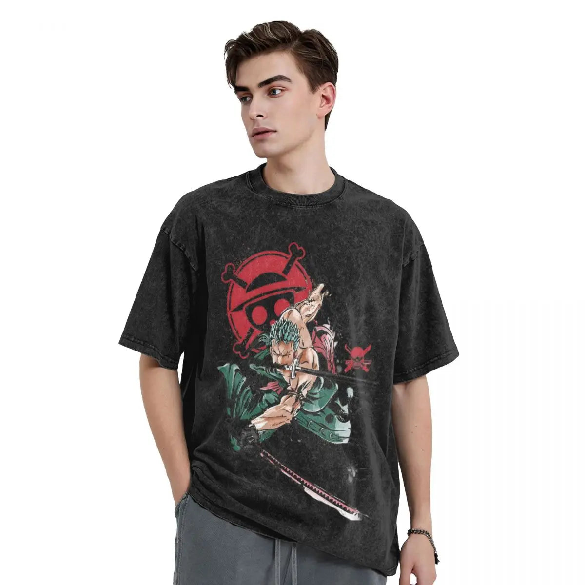 One Piece - Roronoa Zoro Manga Anime Washed Vintage T-Shirt