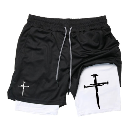 Men’s 2-in-1 Gym Shorts – Christian Workout Shorts w/ Phone Pocket & Towel Loop