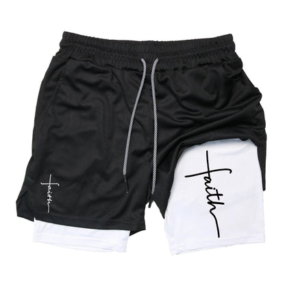 Men’s 2-in-1 Gym Shorts – Christian Workout Shorts w/ Phone Pocket & Towel Loop